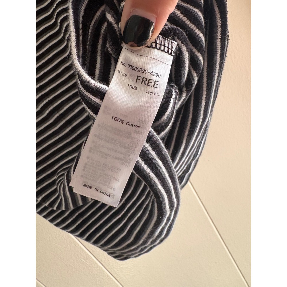 SLY Striped Baby Tee Black White Scoop Neck Embroidered Logo 030GSR90-4290 Free - Picture 3 of 3